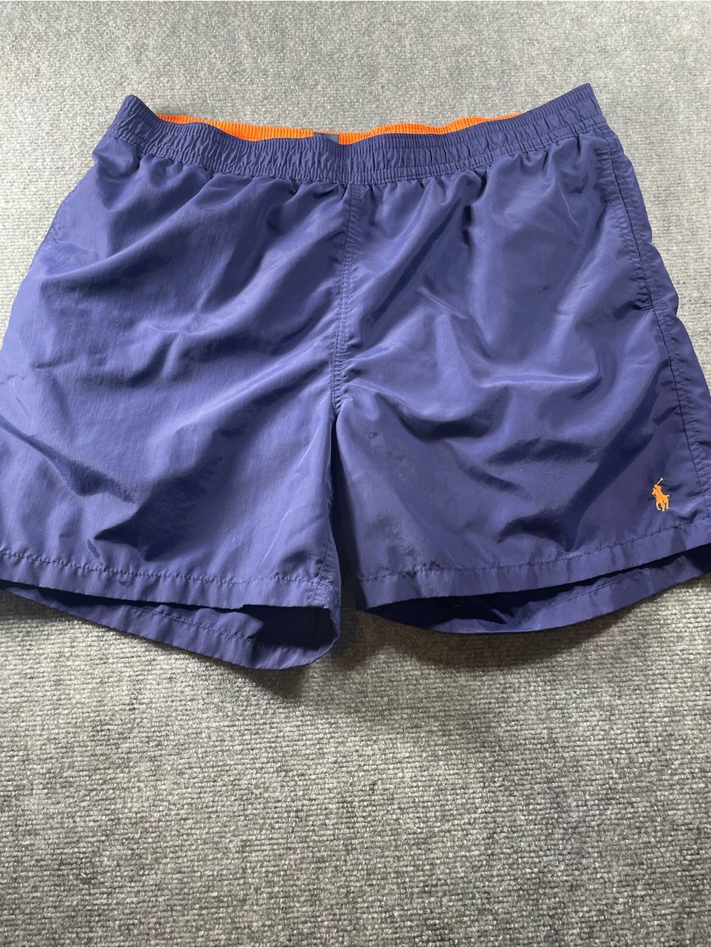 Polo by Ralph Lauren Navy Blue Swim Trunks with Orange Pony